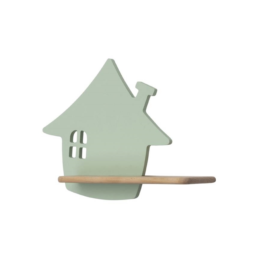LED Kinderwandlamp met plank HOUSE LED/4W/230V groen/hout,