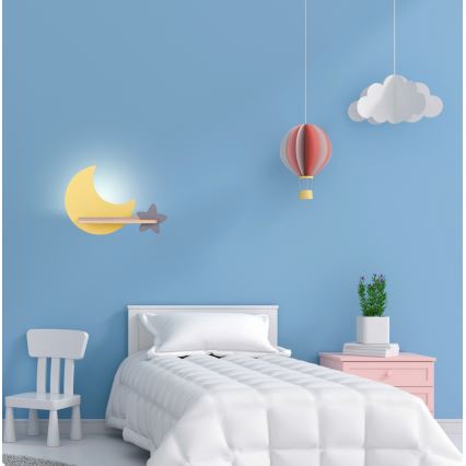 LED Kinderwandlamp met plank MOON LED/5W/230V,