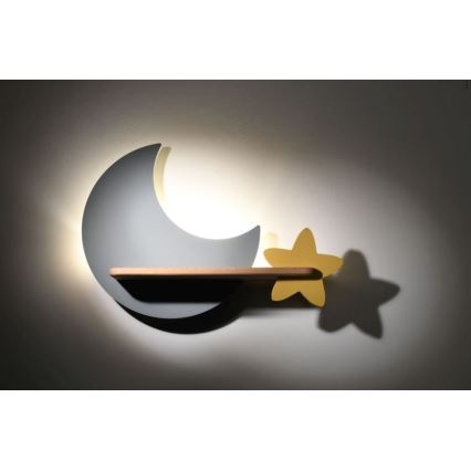 LED Kinderwandlamp met plank MOON LED/5W/230V,