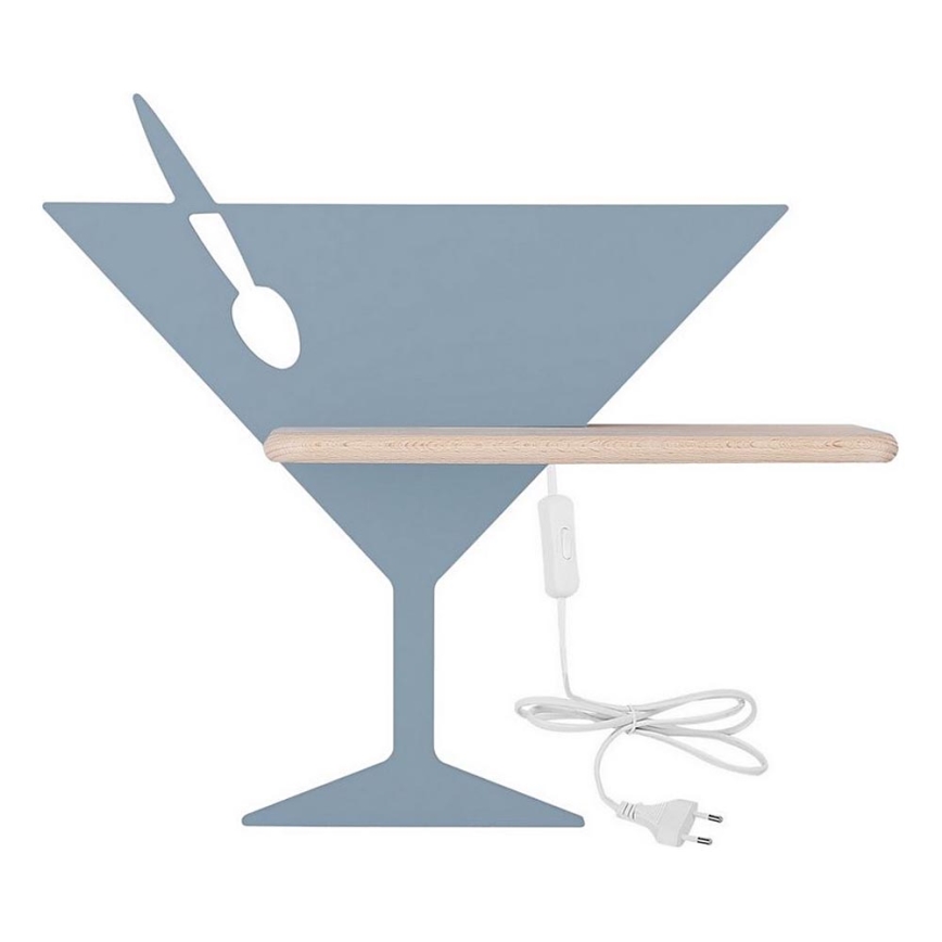 LED Kinderwandlamp met plank PICCOLO LED/4W/230V blauw/hout,