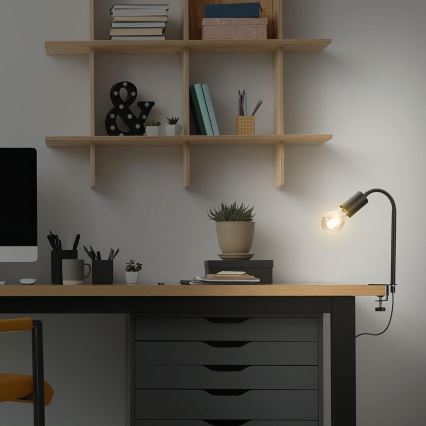 LED klemlamp 1xE27/4,2W/230V 2700K zwart