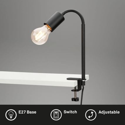 LED klemlamp 1xE27/4,2W/230V 2700K zwart