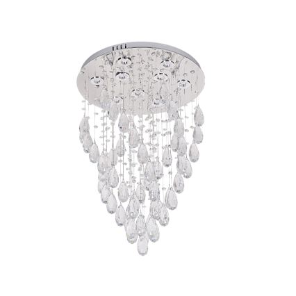 LED kristallen plafondlamp MAJURO, 30 W, 230 V, Ø 45 cm, glanzend chroom, inclusief afstandsbediening