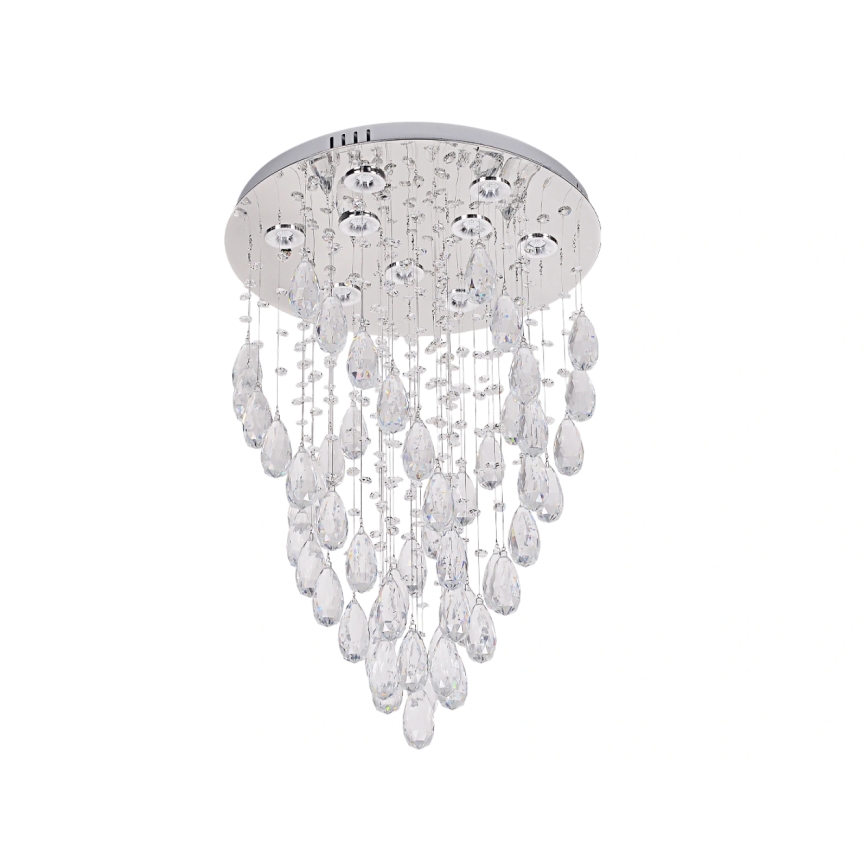LED kristallen plafondlamp MAJURO, 30 W, 230 V, Ø 45 cm, glanzend chroom, inclusief afstandsbediening