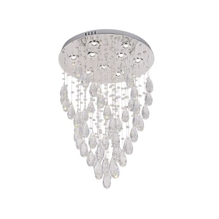 LED kristallen plafondlamp MAJURO, 30 W, 230 V, Ø 45 cm, glanzend chroom, inclusief afstandsbediening
