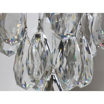 LED kristallen plafondlamp MAJURO, 30 W, 230 V, Ø 45 cm, glanzend chroom, inclusief afstandsbediening
