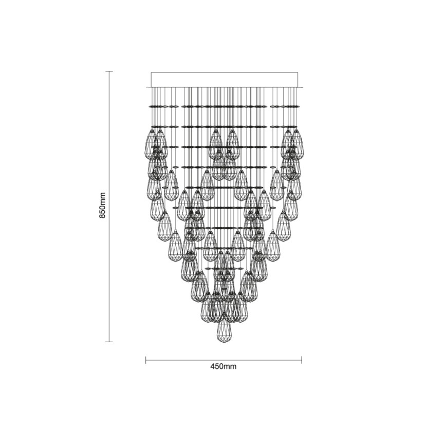 LED kristallen plafondlamp MAJURO, 30 W, 230 V, Ø 45 cm, glanzend chroom, inclusief afstandsbediening