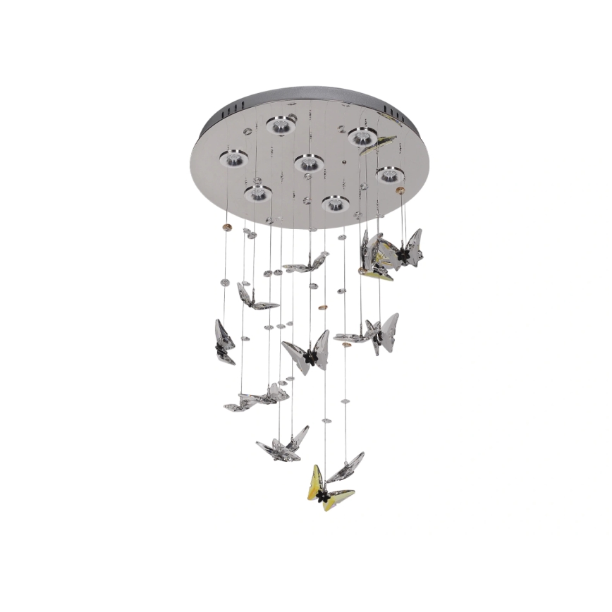 LED-kristallen plafondlamp MURU LED/24W/230V Ø 40 cm glanzend chroom + afstandsbediening