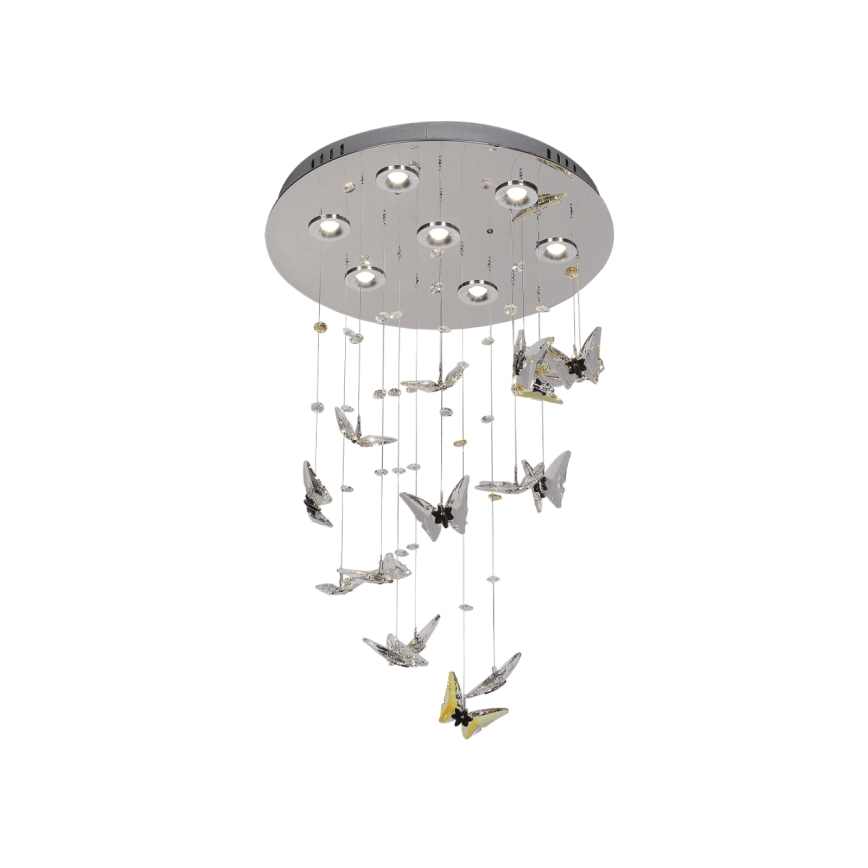 LED-kristallen plafondlamp MURU LED/24W/230V Ø 40 cm glanzend chroom + afstandsbediening