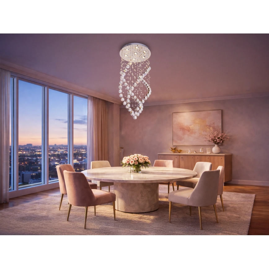 LED-kristallen plafondlamp NAURU LED/24W/230V Ø 40 cm glanzend chroom + afstandsbediening