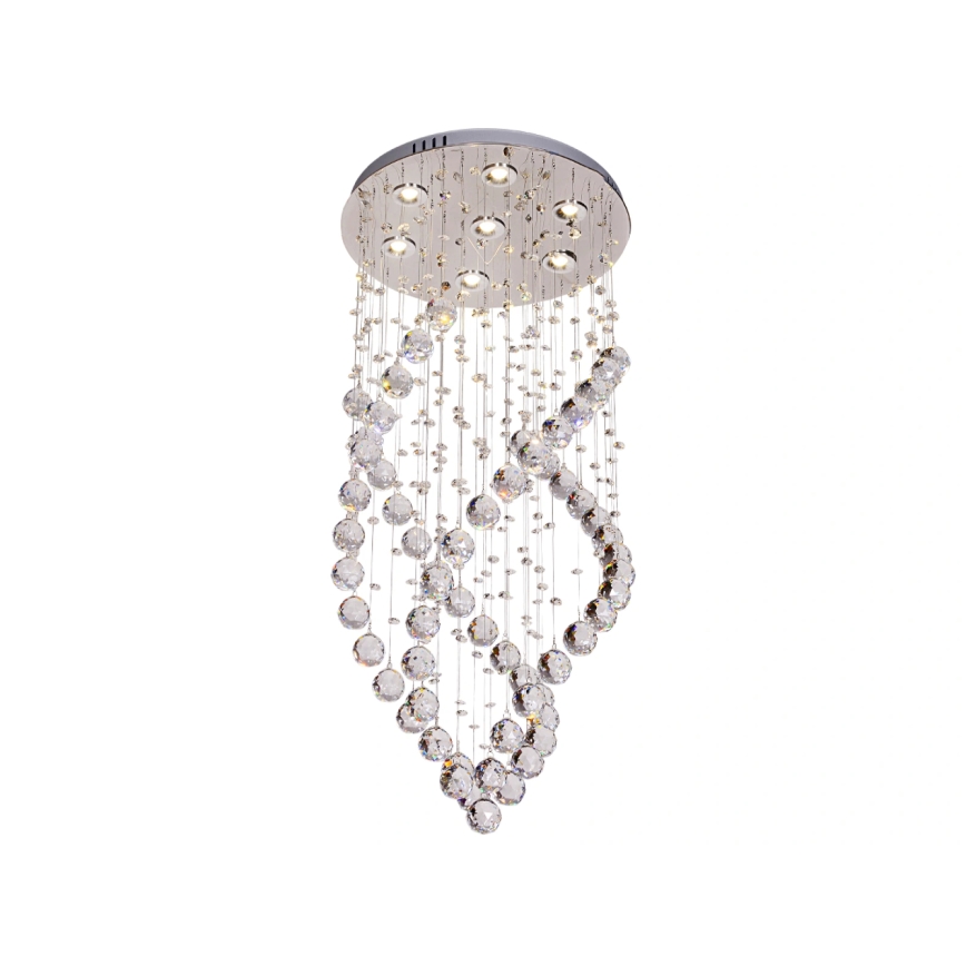 LED-kristallen plafondlamp NAURU LED/24W/230V Ø 40 cm glanzend chroom + afstandsbediening