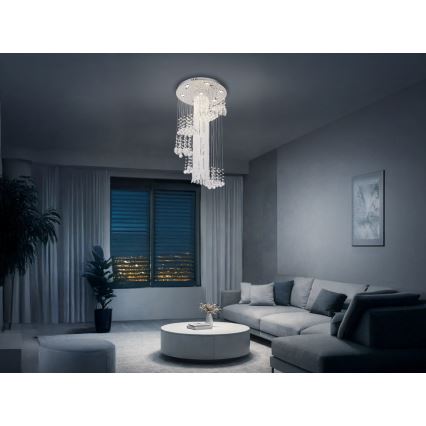 LED kristallen plafondlamp NAURU LED/24W/230V diam. 45 cm glanzend chroom + afstandsbediening