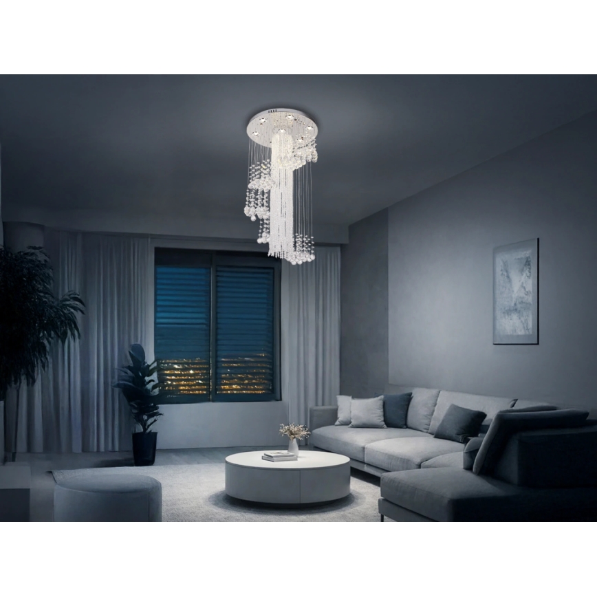 LED kristallen plafondlamp NAURU LED/24W/230V diam. 45 cm glanzend chroom + afstandsbediening