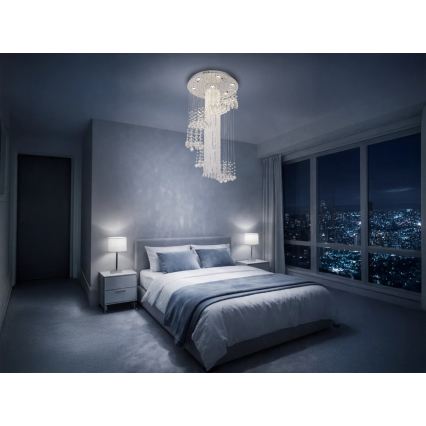 LED kristallen plafondlamp NAURU LED/24W/230V diam. 45 cm glanzend chroom + afstandsbediening