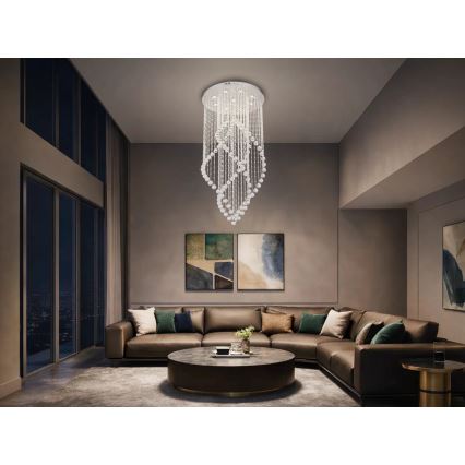 LED-kristallen plafondlamp NAURU LED/30W/230V Ø 60 cm glanzend chroom + afstandsbediening