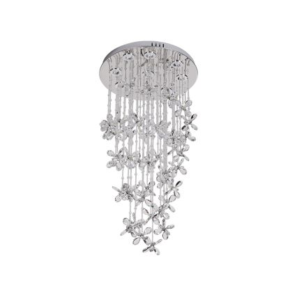 LED-kristallen plafondlamp SAMOA LED/30W/230V Ø 40 cm glanzend chroom + afstandsbediening