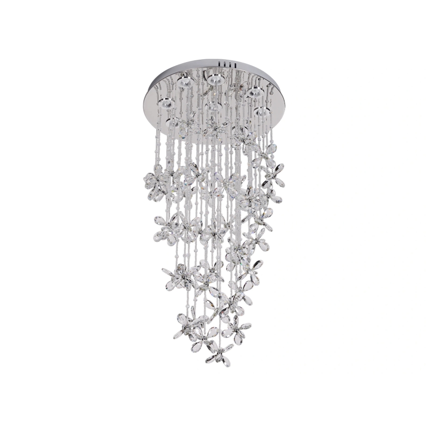 LED-kristallen plafondlamp SAMOA LED/30W/230V Ø 40 cm glanzend chroom + afstandsbediening