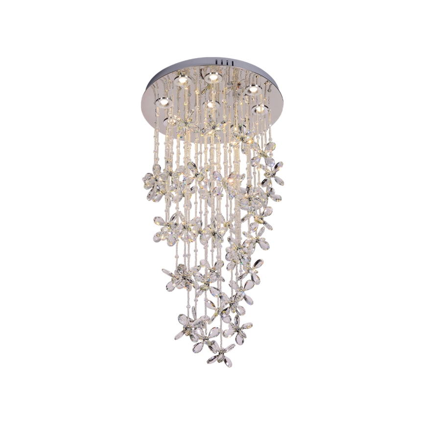 LED-kristallen plafondlamp SAMOA LED/30W/230V Ø 40 cm glanzend chroom + afstandsbediening