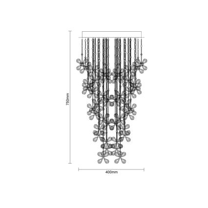 LED-kristallen plafondlamp SAMOA LED/30W/230V Ø 40 cm glanzend chroom + afstandsbediening