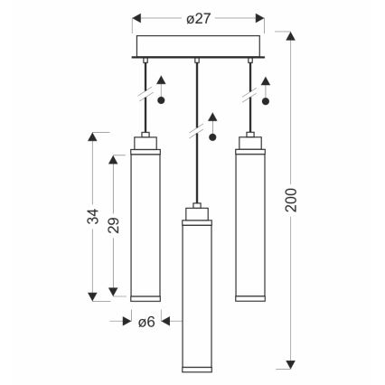LED-kroonluchter aan kabel CORTE LED/25W/230V zwart