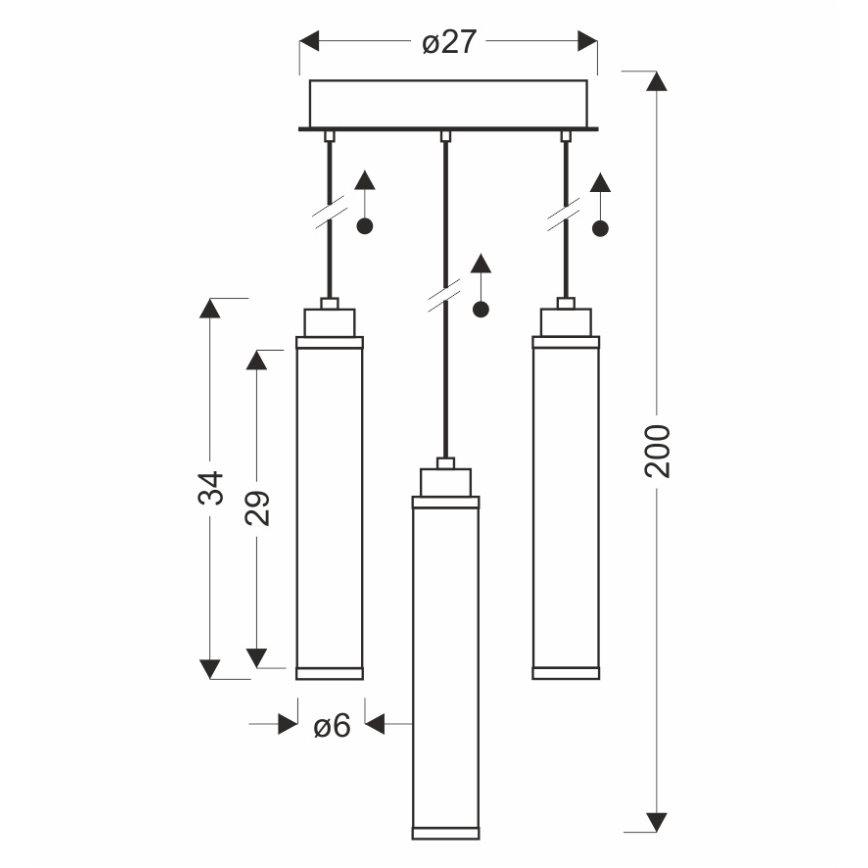 LED-kroonluchter aan kabel CORTE LED/25W/230V zwart