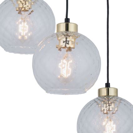 LED-kroonluchter aan kabel DEVON 3xE27/15W/230V zwart/helder