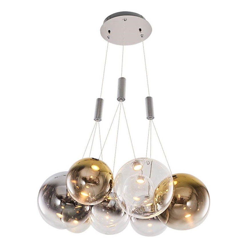 LED-kroonluchter aan kabel ENNA 9xG9/5W/230V 3000K rookglas/goud