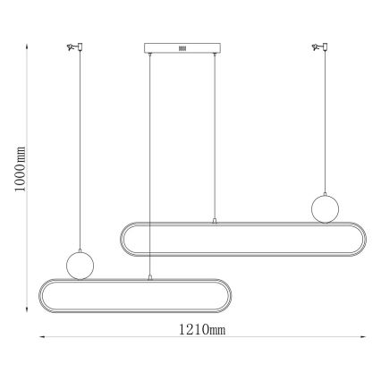 LED-kroonluchter aan kabel FLORENTYNA LED/48W/230V 4000K zwart/beige