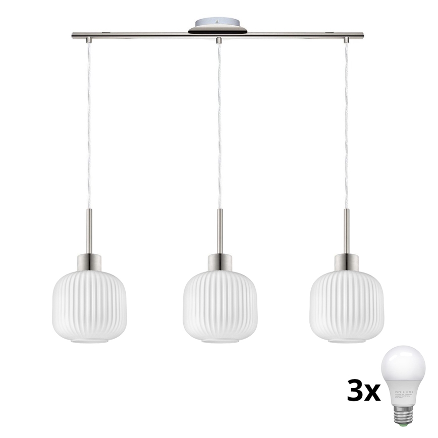 LED-kroonluchter aan kabel HARMA 3xE27/60W/230V mat chroom/wit