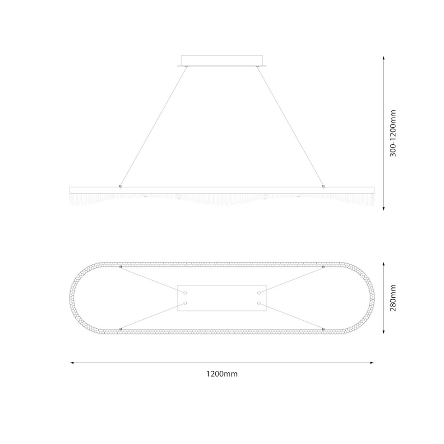 LED-kroonluchter aan kabel LED/45W/230V goudkleurig