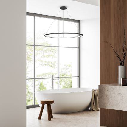 LED-kroonluchter aan kabel SATURNO LED/65W/230V Ø 120 cm IP44 zwart