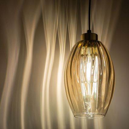 LED-kroonluchter aan kabel SEBO 1xE27/15W/230V zwart/rookbeige