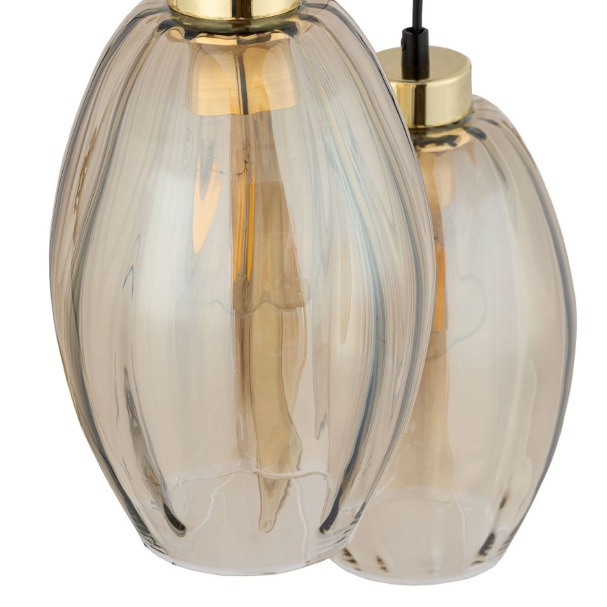 LED-kroonluchter aan kabel SEBO 3xE27/15W/230V zwart/rookbeige