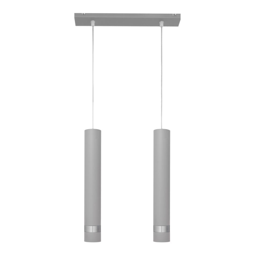 LED-kroonluchter aan kabel TUBA 2xGU10/4,8W/230V grijs/glanzend chroom