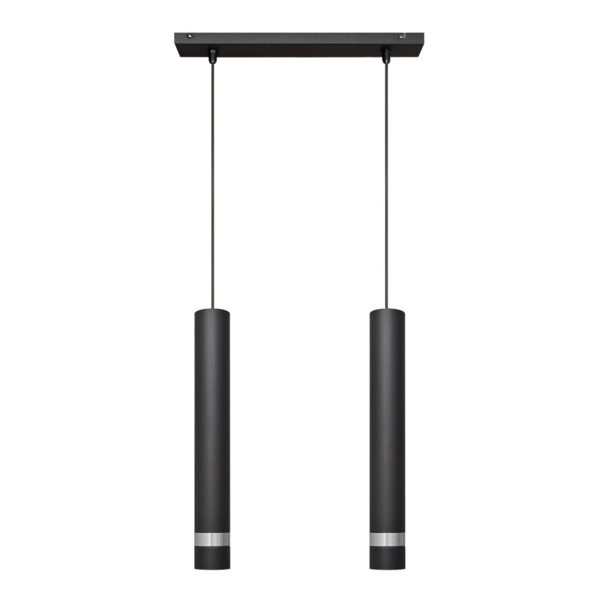 LED-kroonluchter aan kabel TUBA 2xGU10/4,8W/230V zwart/glanzend chroom