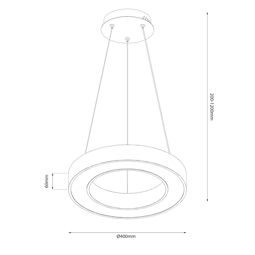 LED-kroonluchter aan kabel UNION LED/40W/230V 3000/4000/6500K Ø 40 cm zwart