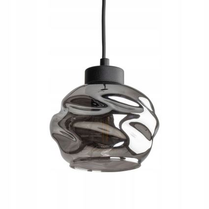 LED-kroonluchter aan kabel ZULIA 1xE27/15W/230V zwart/gerookt