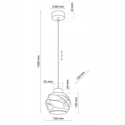 LED-kroonluchter aan kabel ZULIA 1xE27/15W/230V zwart/gerookt