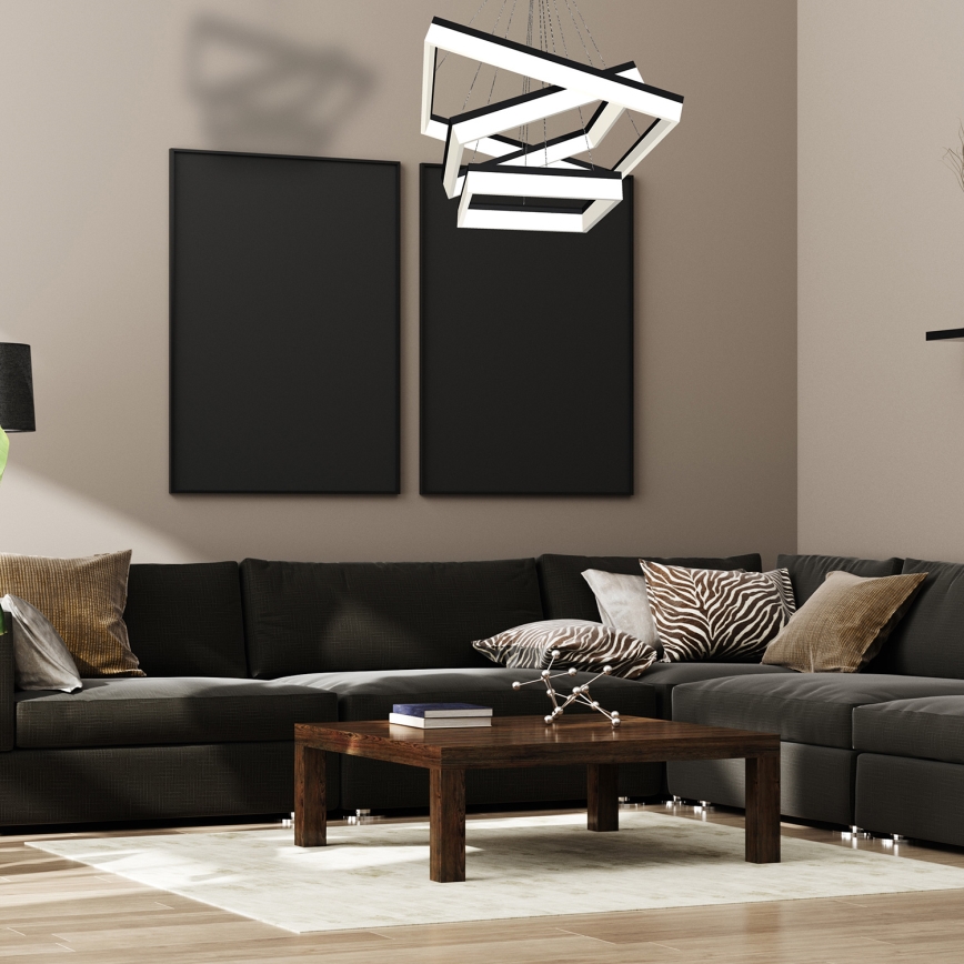 LED Kroonluchter aan koord NERO 3x LED / 140W / 230V