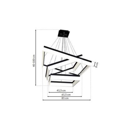 LED Kroonluchter aan koord NERO 3x LED / 140W / 230V