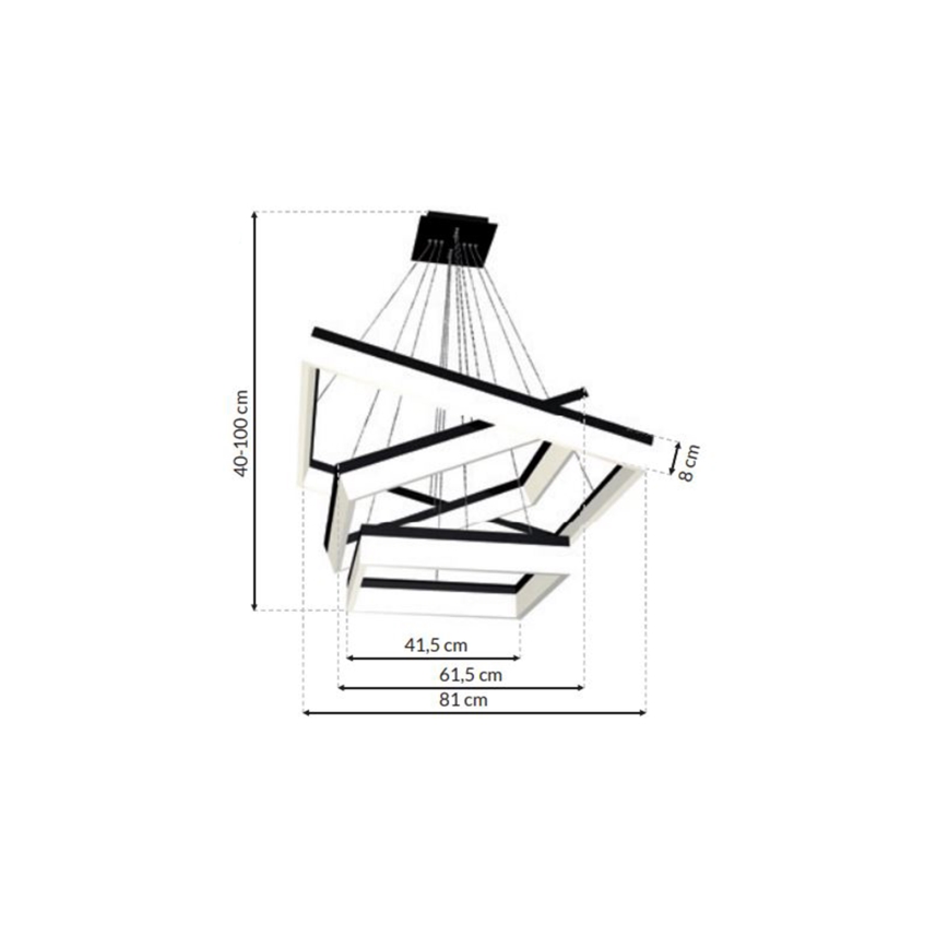 LED Kroonluchter aan koord NERO 3x LED / 140W / 230V