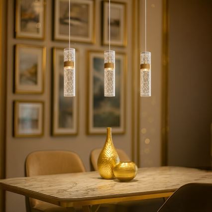 LED-kroonluchter met kabel LAGOS LED/8W/230V goudkleurig