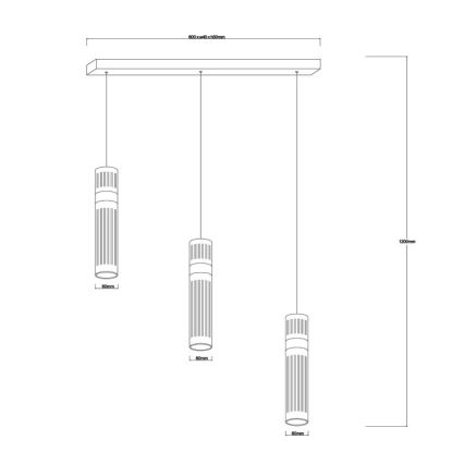 LED-kroonluchter met kabelophanging AMBIENTE 3xLED/6W/230V 3000/4000/6000K zwart