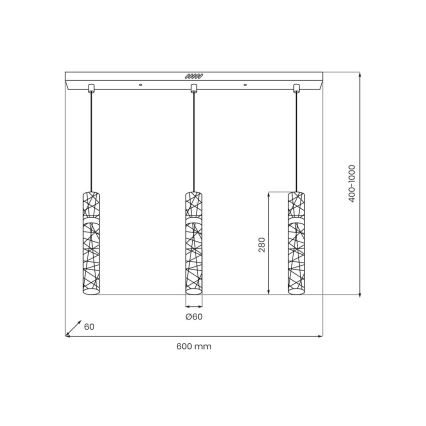 LED-kroonluchter met kabelophanging LAGOS LED/24W/230V goud