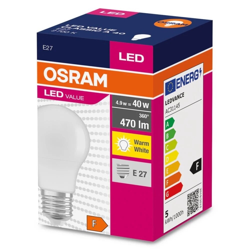 LED Lamp A40 E14/4,9W/230V 2700K - Osram
