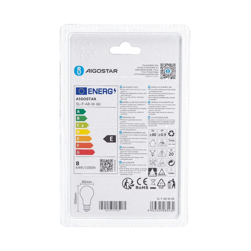 LED-lamp A60 E27/8W/230V 330° 6500K - Aigostar