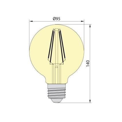 LED Lamp CLASIC AMBER G95 E27/8W/230V 2200K - Brilagi