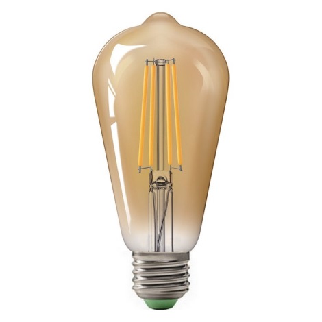 LED Lamp CLASIC AMBER ST64 E27/10W/230V 2200K - Brilagi