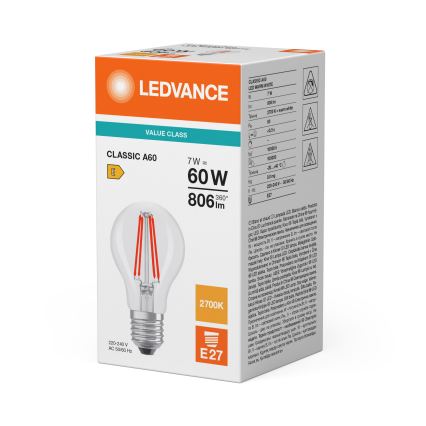 LED-lamp CLASSIC FILAMENT A60 E27/7W/230V 2700K - Ledvance