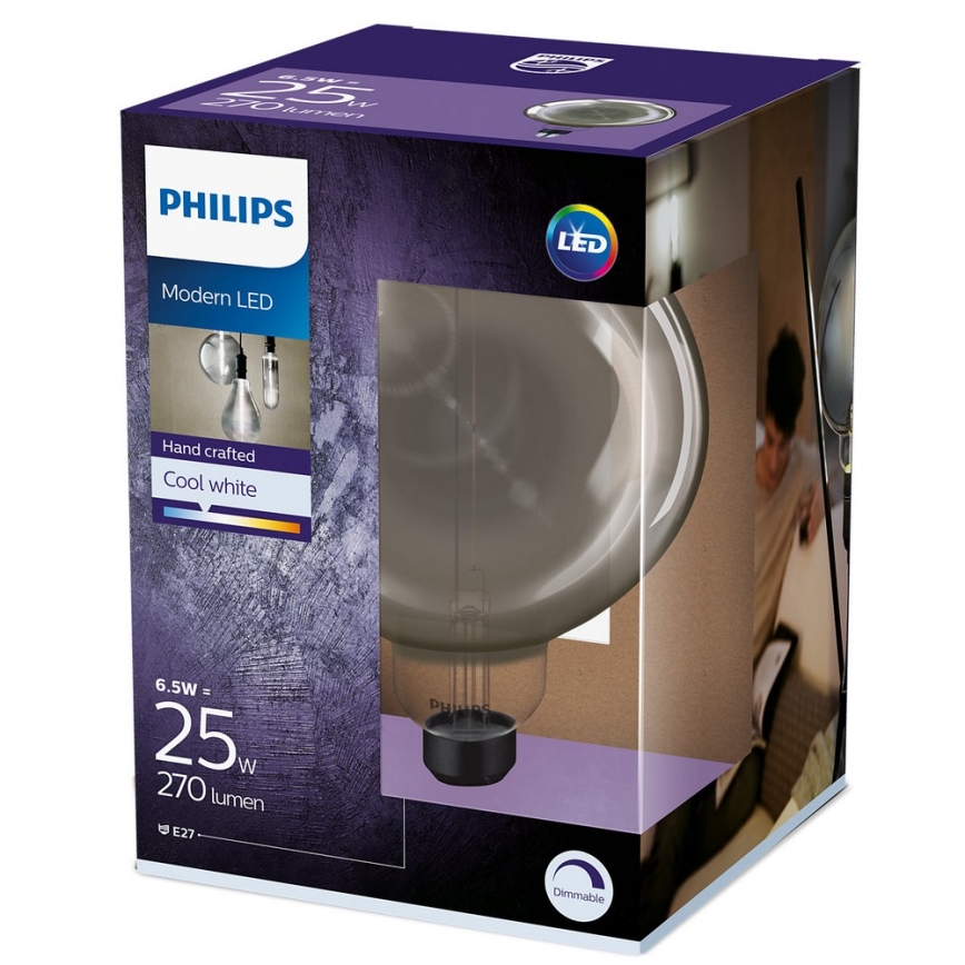 LED Lamp dimbaar SMOKY VINTAGE Philips G200 E27/6,5W/230V